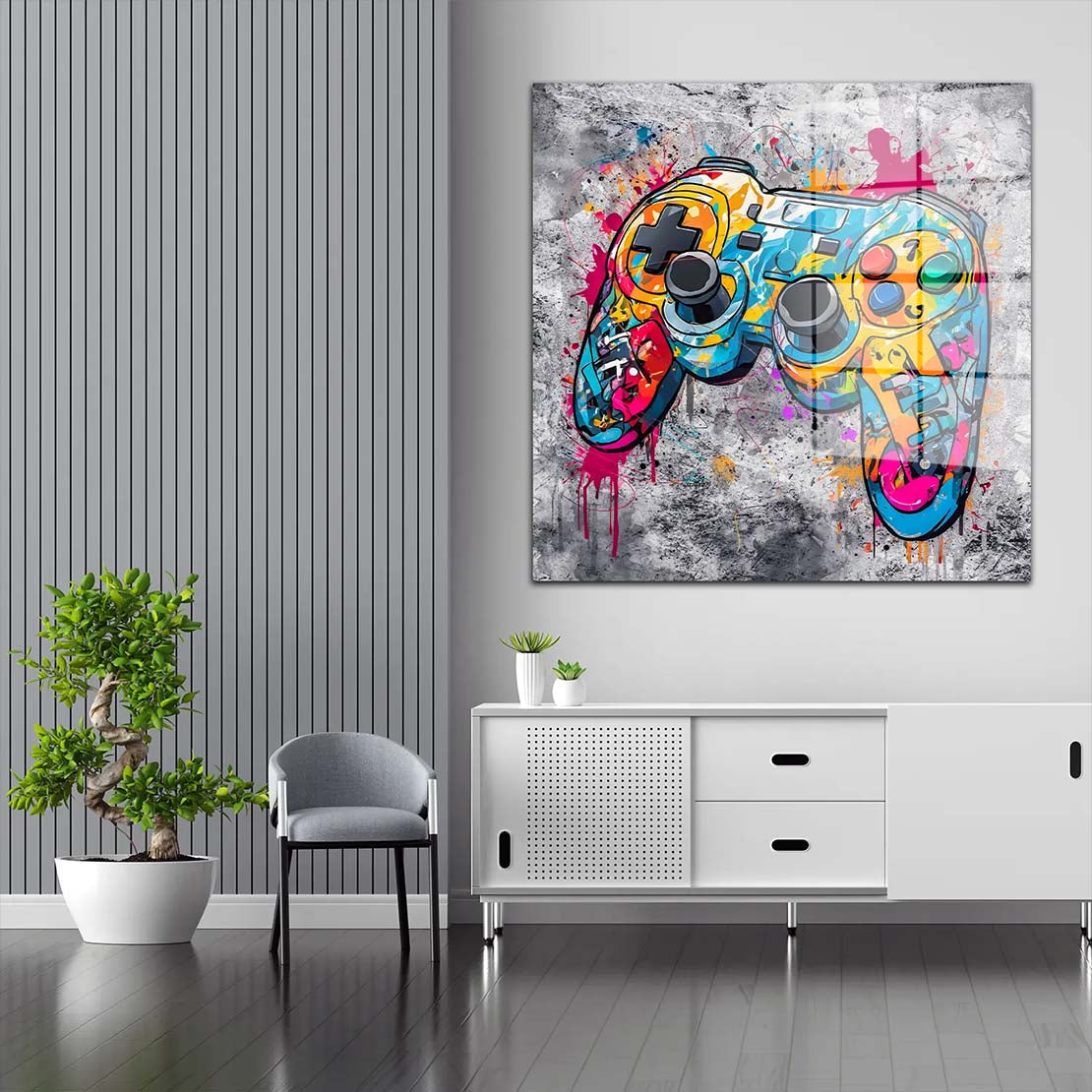 Graffiti Gamepad Acrylglasbild Wandbild Bild Wanddeko Wohnzimmer XL