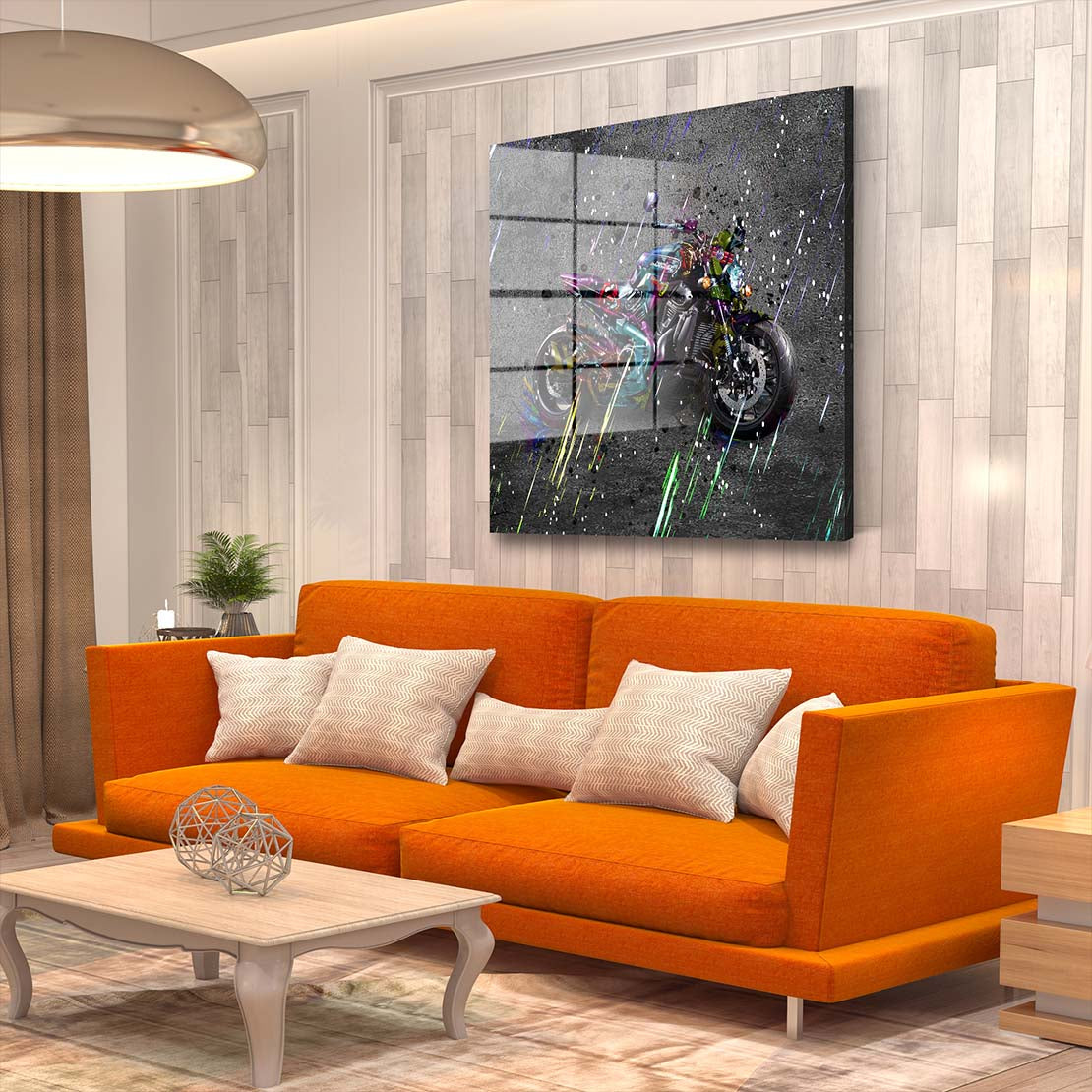 Graffiti Motorrad Harley Acrylglasbild Wandbild Bild Wanddeko Wohnzimmer XL