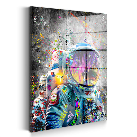 Graffiti Street Art Astronaut Acrylglasbild Wandbild Bild Wanddeko Wohnzimmer XL