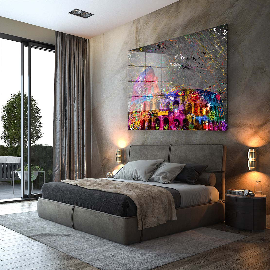 Graffiti Street Art Italien Kolosseum Rom Acrylglasbild Wandbild Bild Wanddeko XL