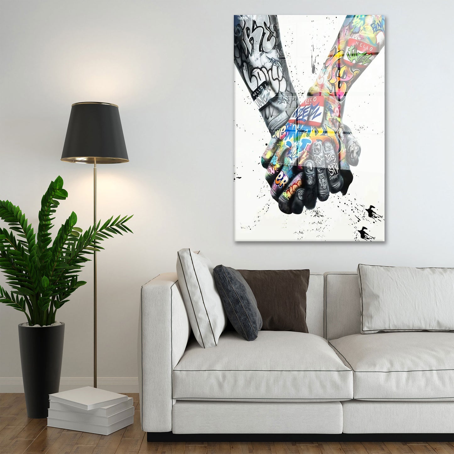 Hände Love Pop Art Style Acrylglasbild Wandbild Bild Wanddeko Street Art XL