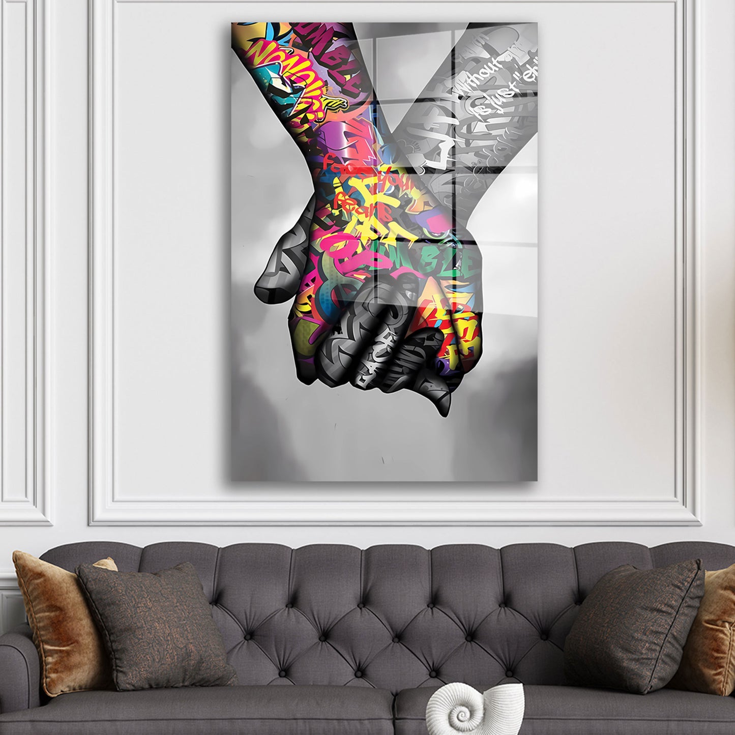 Hände Street Art Acrylglasbild Wandbild Bild Wanddeko Wohnzimmer XL