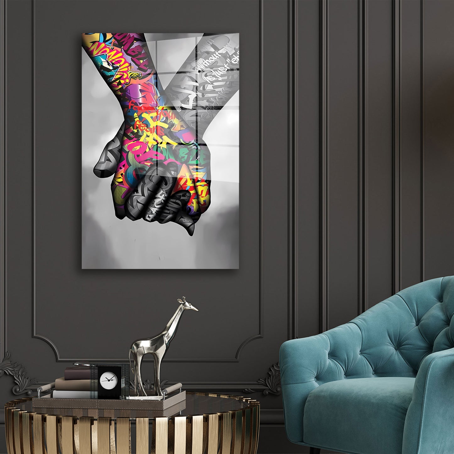 Hände Street Art Acrylglasbild Wandbild Bild Wanddeko Wohnzimmer XL