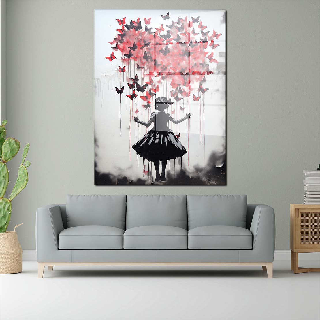 Herz Pop Street Art Mädchen Black Acrylglasbild Wandbild Bild Wanddeko XL