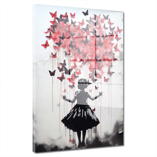 Herz Pop Street Art Mädchen Black Acrylglasbild Wandbild Bild Wanddeko XL