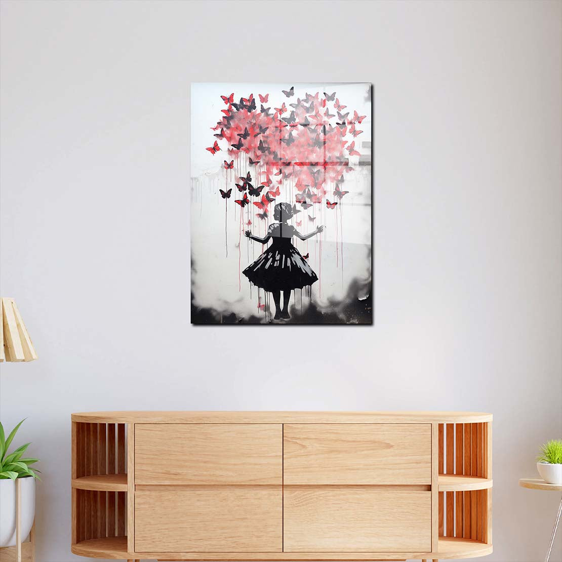 Herz Pop Street Art Mädchen Black Acrylglasbild Wandbild Bild Wanddeko XL