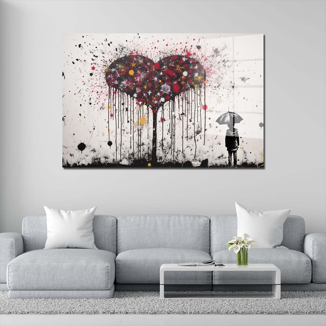 Herz Street Art abstrakt Kunstwerk Acrylglasbild Wandbild Bild Wanddeko XL
