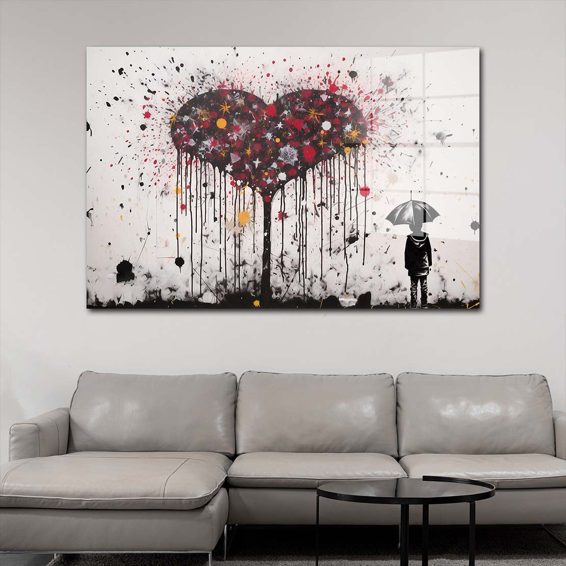 Herz Street Art abstrakt Kunstwerk Acrylglasbild Wandbild Bild Wanddeko XL