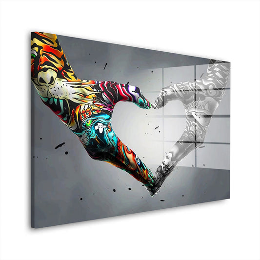 Herz aus Händen Pop Art Style Acrylglasbild Wandbild Bild Wanddeko Wohnzimmer XL