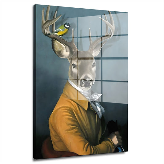 Hirsch Portrait Style Acrylglasbild Wandbild Bild Wanddeko Wohnzimmer XL