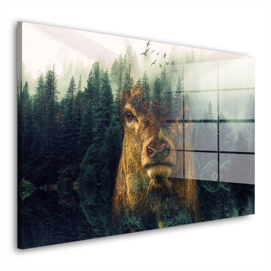 Hirschkopf abstrakt wunderschön Acrylglasbild Wandbild Bild Wanddeko XL