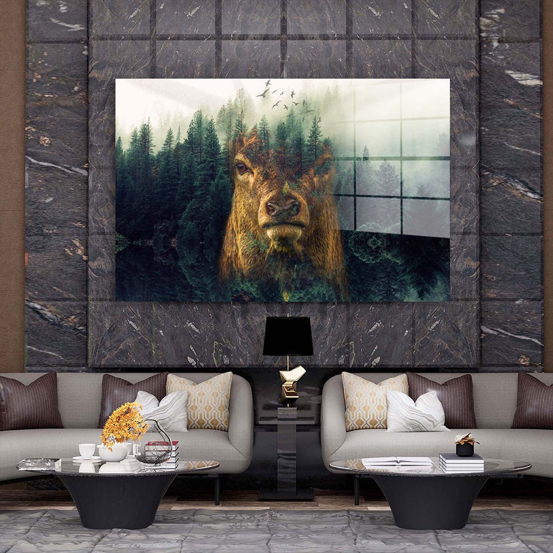 Hirschkopf abstrakt wunderschön Acrylglasbild Wandbild Bild Wanddeko XL