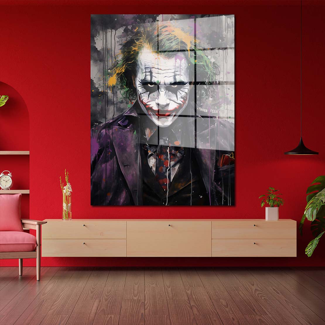 Joker frontal Colour Acrylglasbild Wandbild Bild Wanddeko Wohnzimmer XL