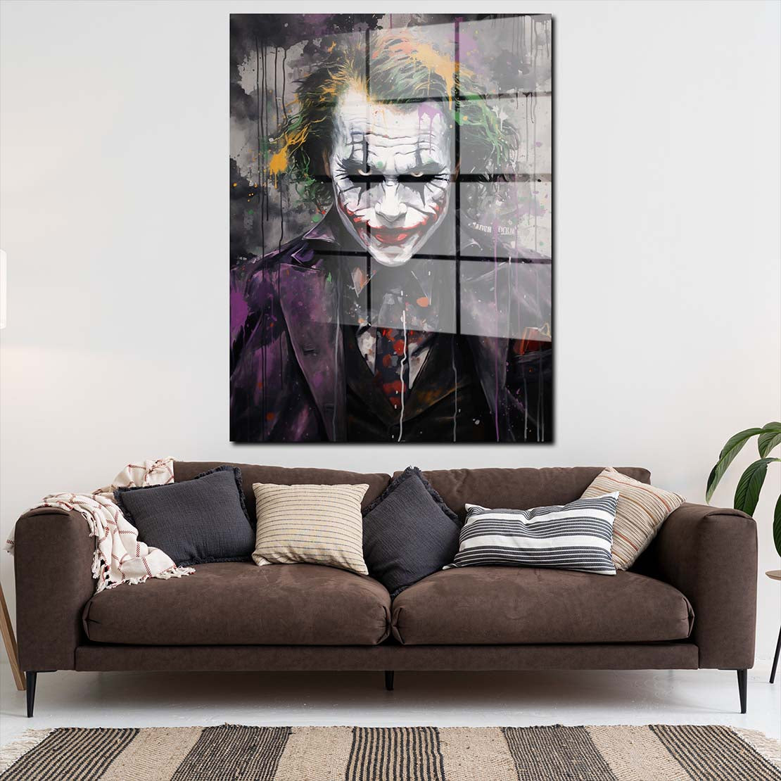 Joker frontal Colour Acrylglasbild Wandbild Bild Wanddeko Wohnzimmer XL