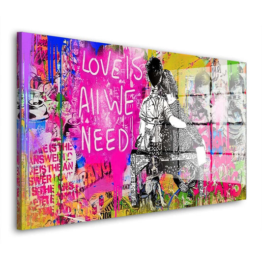 Junge & Mädchen Street Art Love Is All We Need Acrylglasbild Wandbild Bild Wanddeko XL