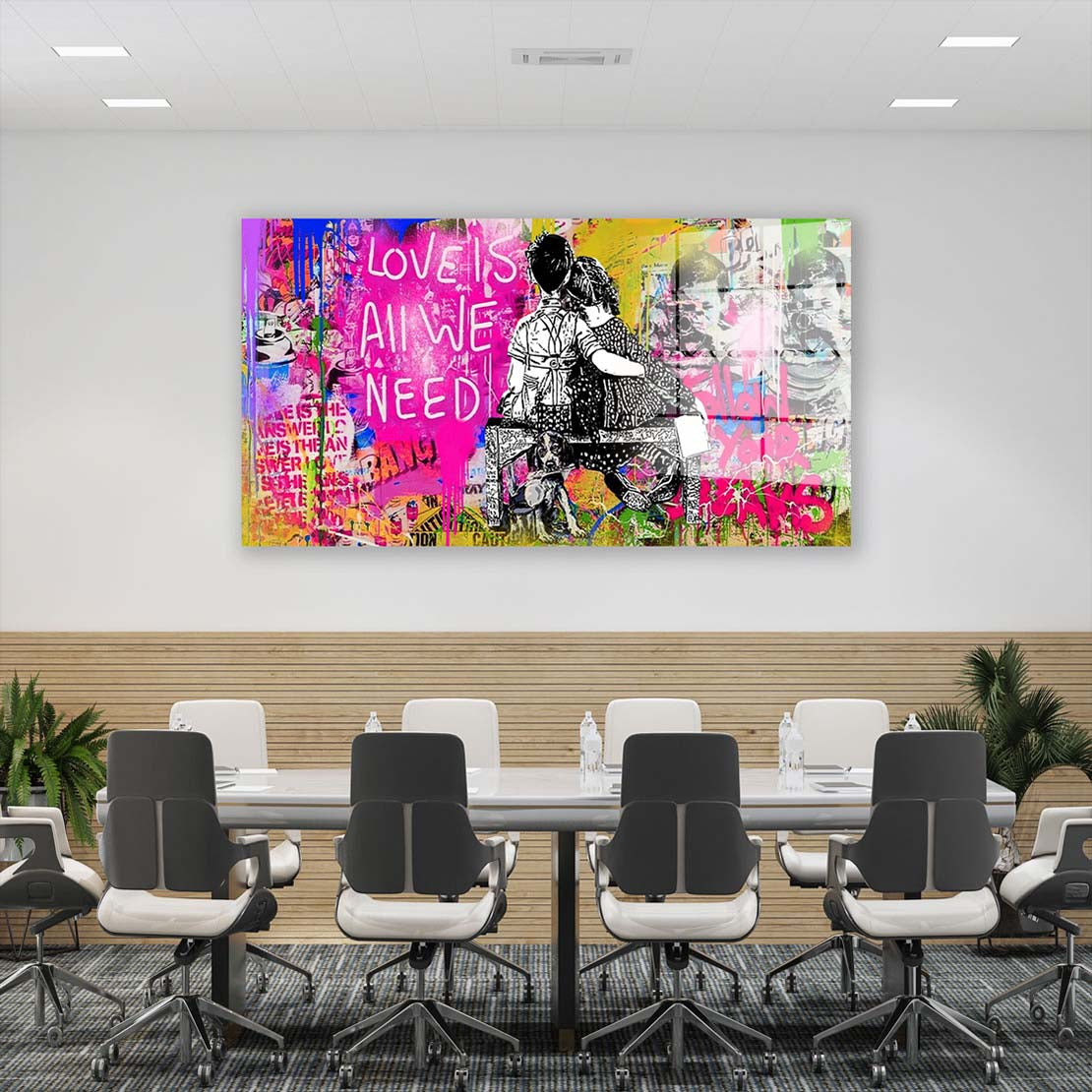 Junge & Mädchen Street Art Love Is All We Need Acrylglasbild Wandbild Bild Wanddeko XL