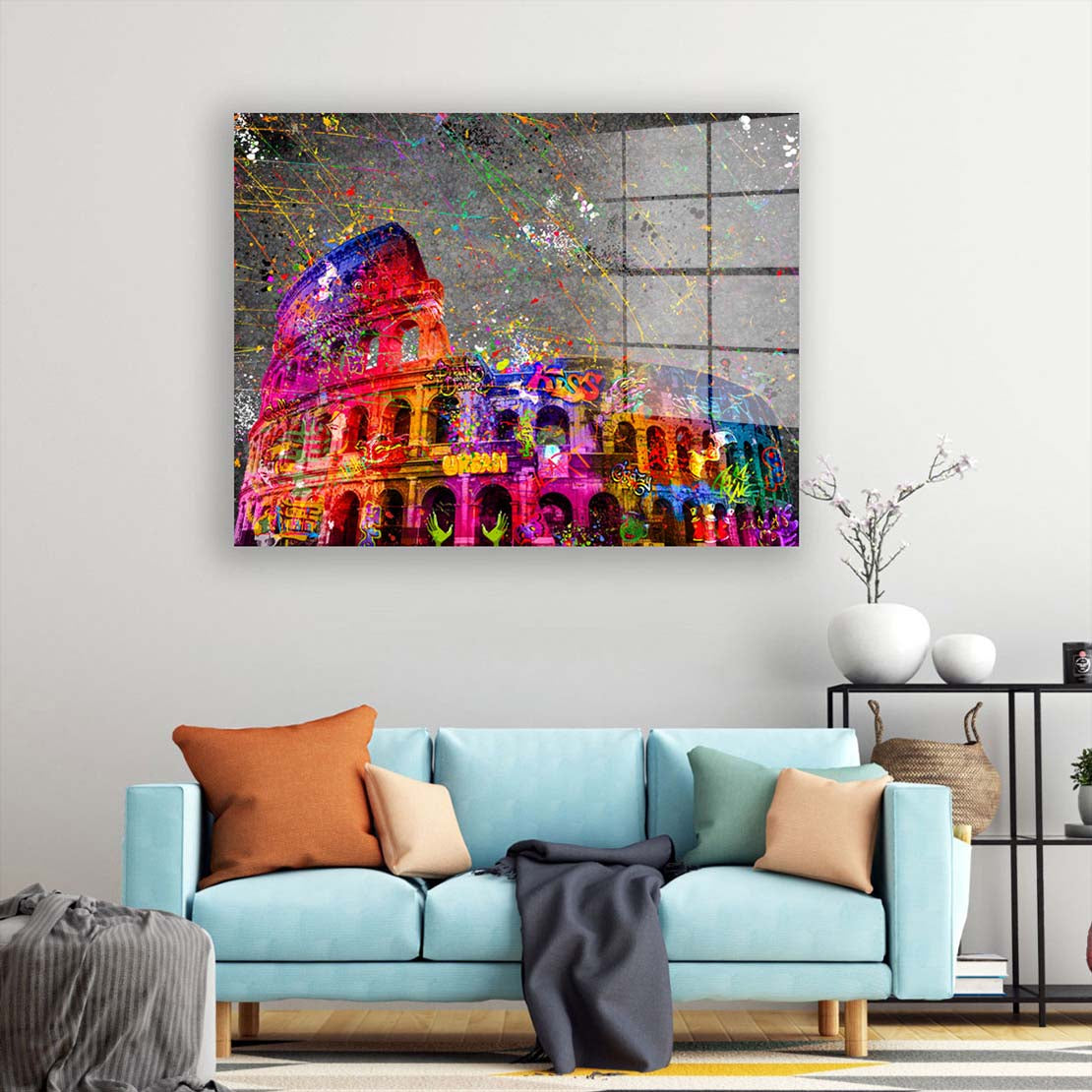 Kolosseum Graffiti Street Art Acrylglasbild Wandbild Bild Wanddeko XL Italien