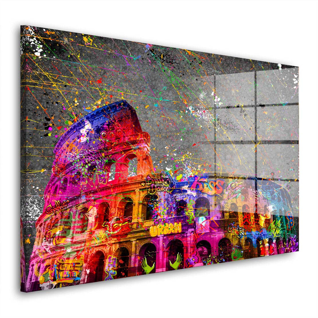 Kolosseum Graffiti Street Art Acrylglasbild Wandbild Bild Wanddeko XL Italien