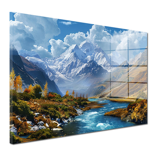 Landschaft mit Fluss Acrylglasbild Wandbild Bild Wanddeko Wohnzimmer XL