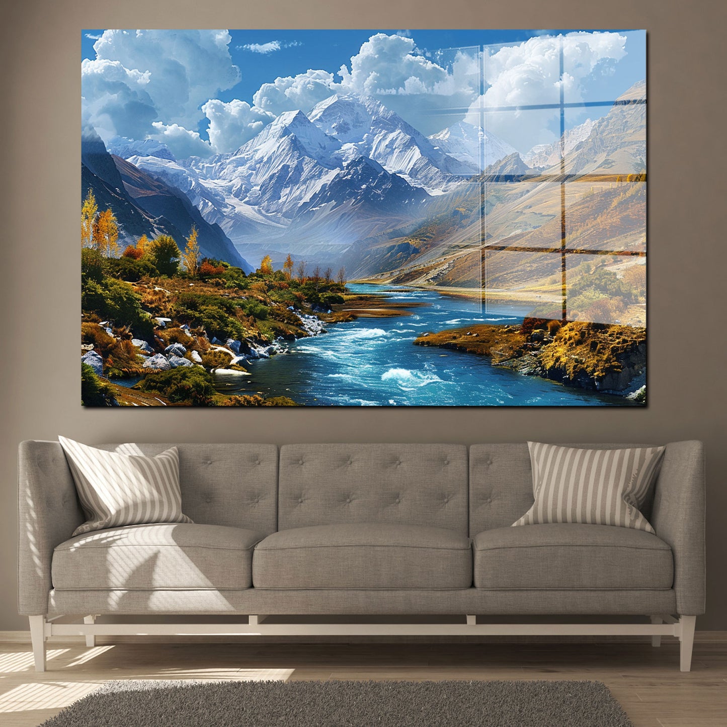 Landschaft mit Fluss Acrylglasbild Wandbild Bild Wanddeko Wohnzimmer XL