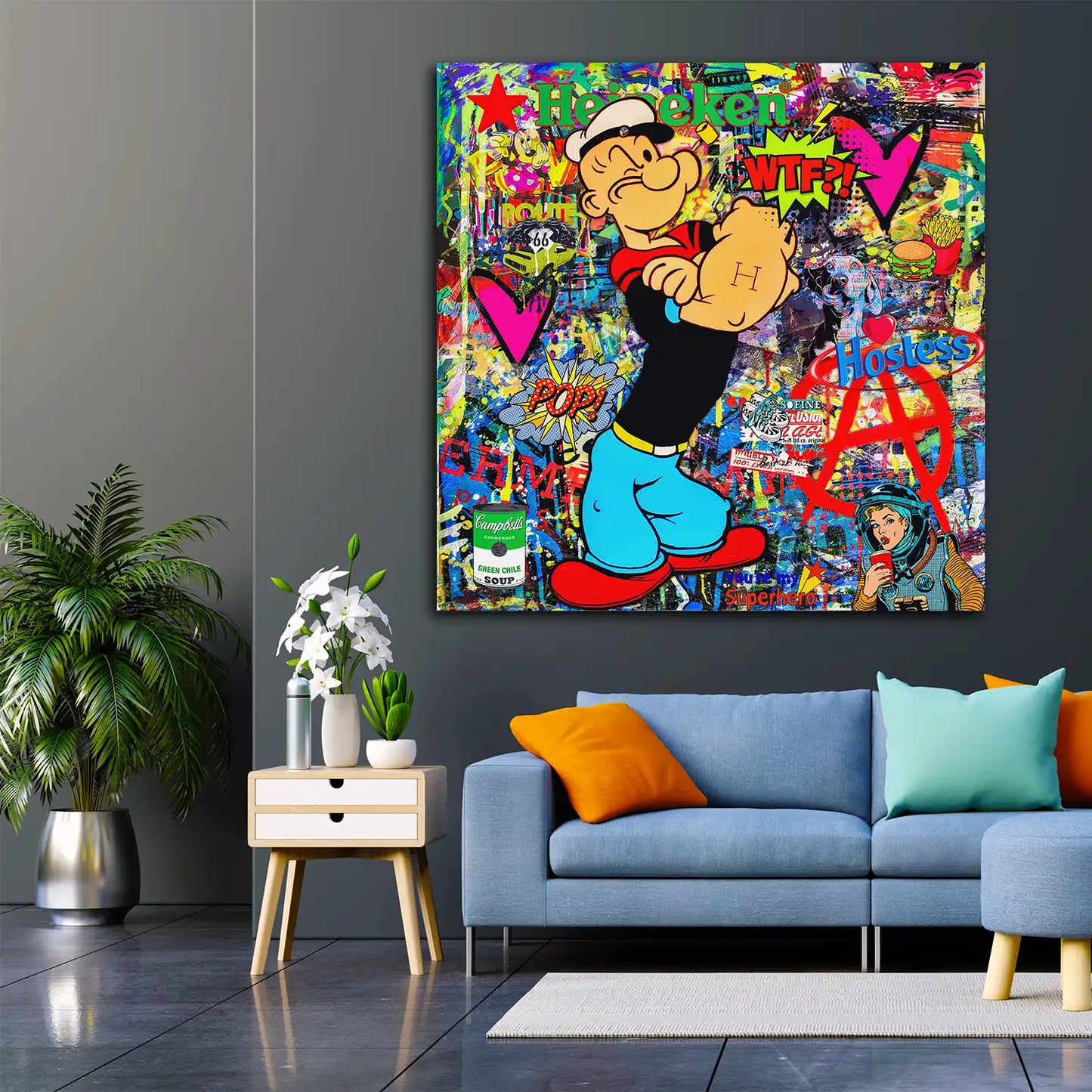 Strong Man Style Graffiti Leinwandbild Wandbild Kunstdruck XXL Deko