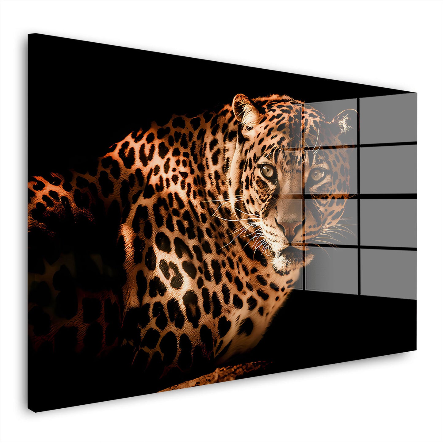 Leopard Black Style Acrylglasbild Wandbild Bild Wanddeko Wohnzimmer XL