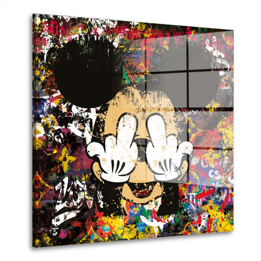 Lifestyle Street Art Comic Maus Acrylglasbild Wandbild Bild Wanddeko Wohnzimmer XL