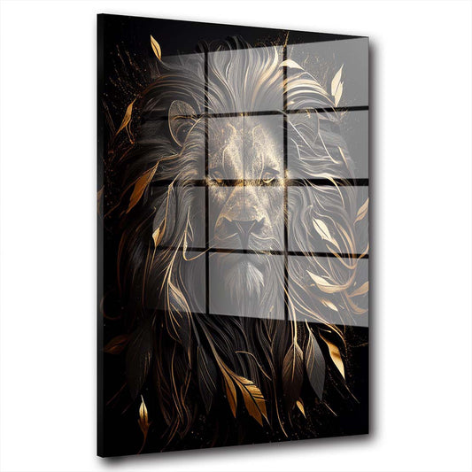 Löwe Gold Edition Acrylglasbild Wandbild Bild Wanddeko Wohnzimmer XL