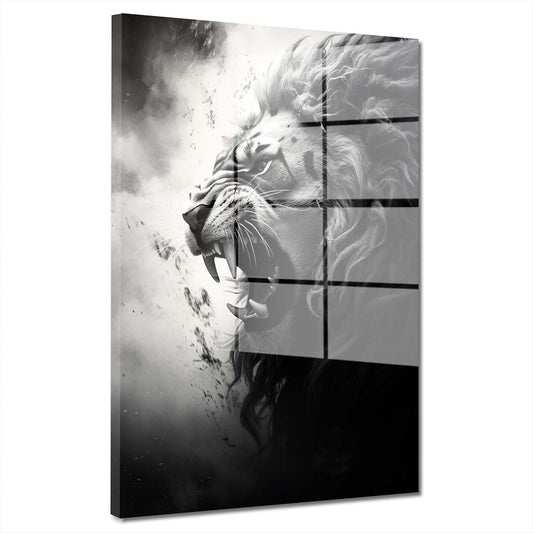 Löwe Kopf abstrakt schwarz weis Acrylglasbild Wandbild Bild Wanddeko XL