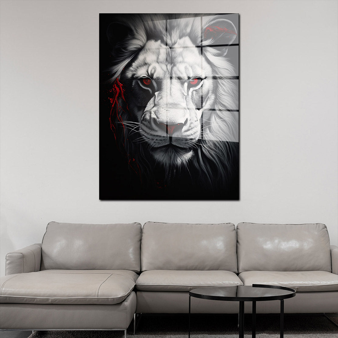Löwe frontal Löwenkopf Red Acrylglasbild Wandbild Bild Wanddeko Wohnzimmer XL