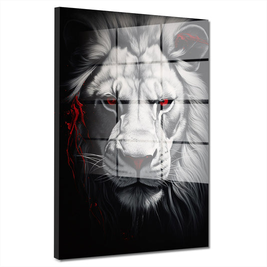 Löwe frontal Löwenkopf Red Acrylglasbild Wandbild Bild Wanddeko Wohnzimmer XL