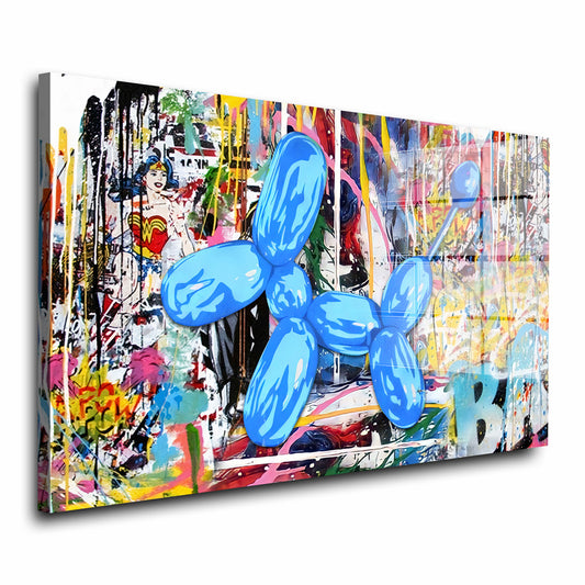 Luftballon Hund Pop Art Style Acrylglasbild Wandbild Bild Wanddeko Wohnzimmer XL