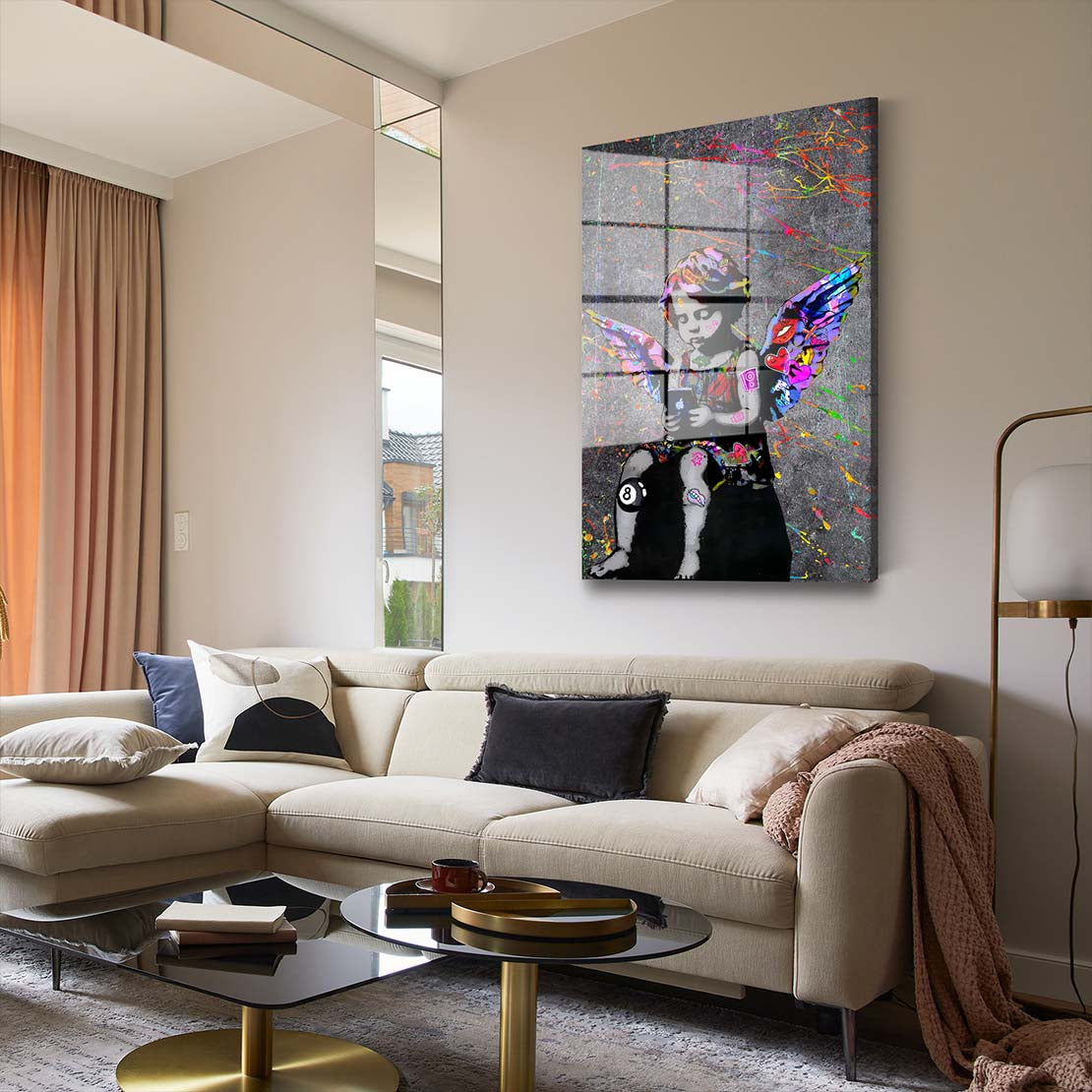 Mädchen Engel Graffiti Acrylglasbild Wandbild Bild Wanddeko Wohnzimmer XL