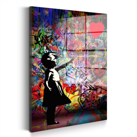 Mädchen Graffiti Street Art Style Acrylglasbild Wandbild Bild Wanddeko Wohnzimmer XL