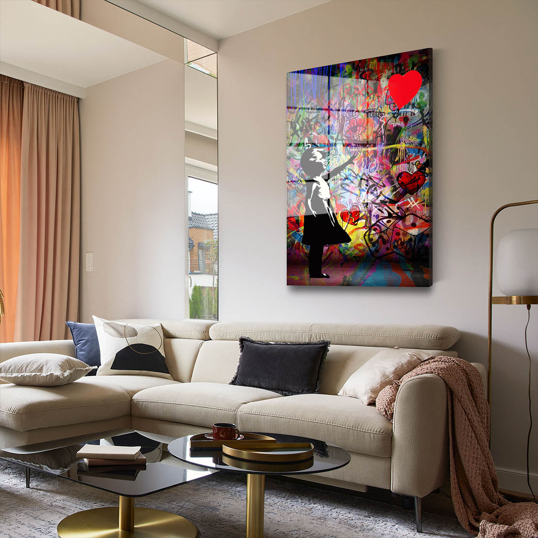 Mädchen Graffiti Street Art Style Acrylglasbild Wandbild Bild Wanddeko Wohnzimmer XL