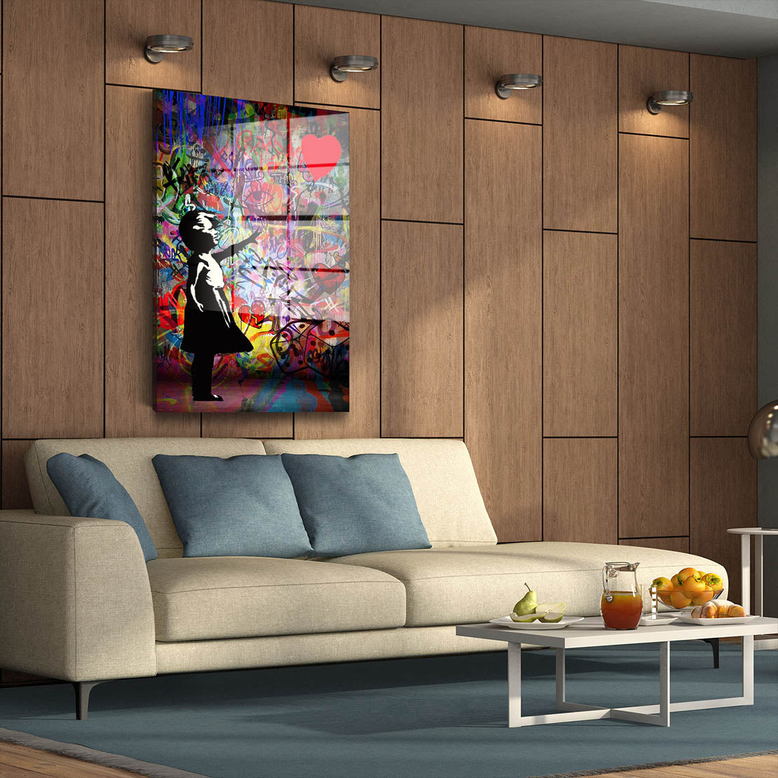 Mädchen Graffiti Street Art Style Acrylglasbild Wandbild Bild Wanddeko Wohnzimmer XL