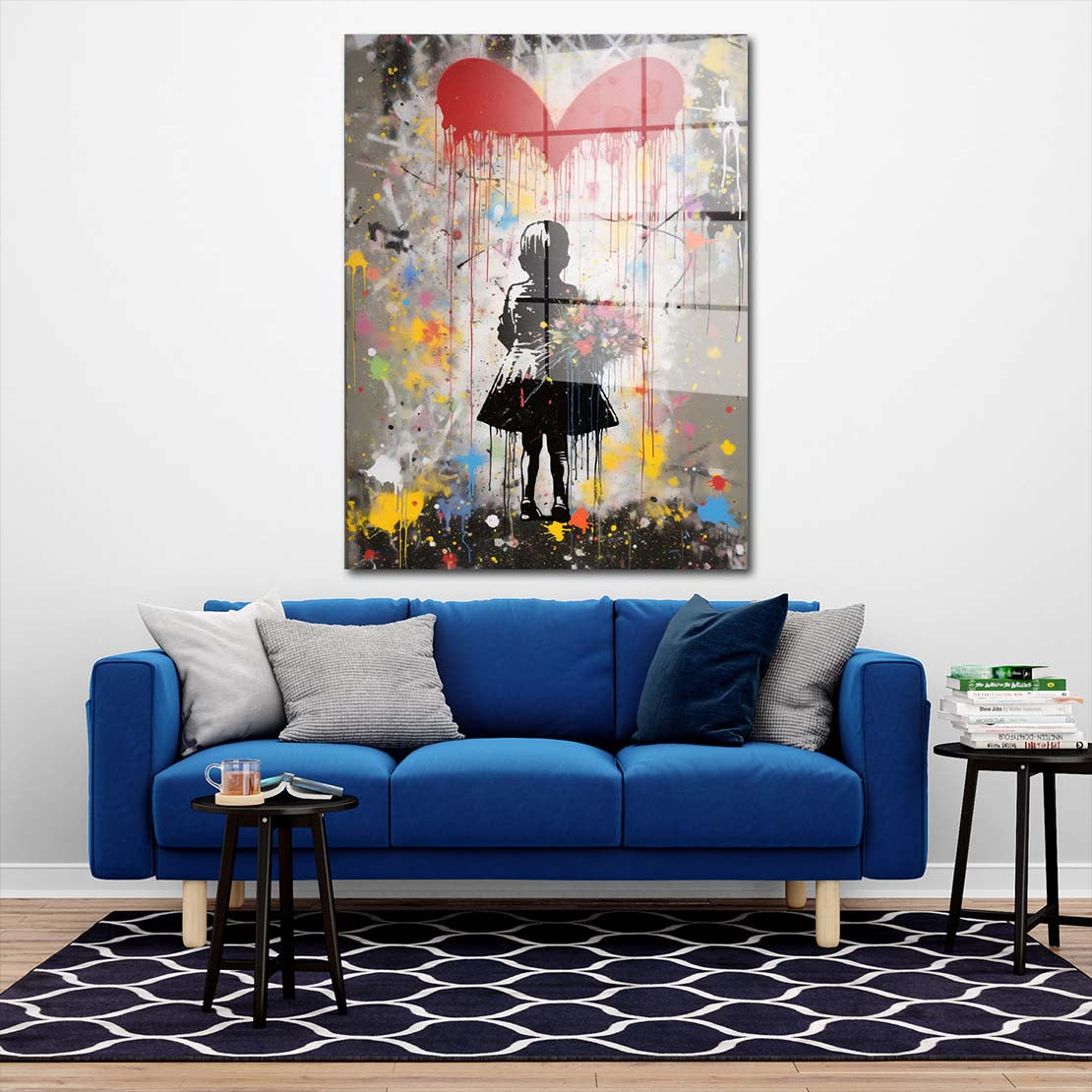 Mädchen mit Herz Street Art Acrylglasbild Wandbild Bild Wanddeko XL Pop Art