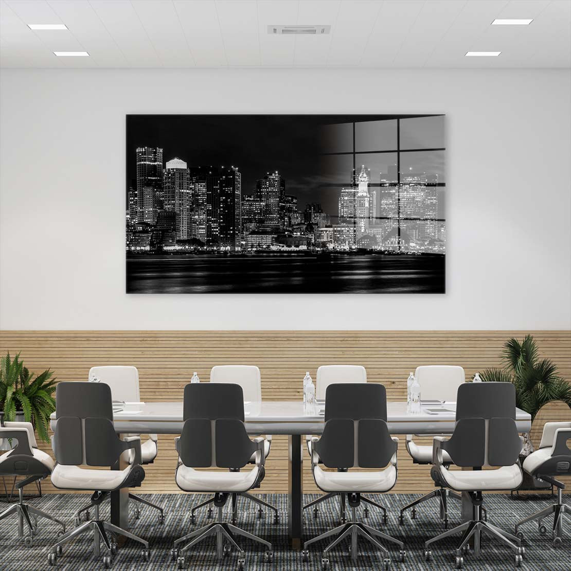 Manhattan Skyline schwarz weiß Acrylglasbild Wandbild Bild Wanddeko XL