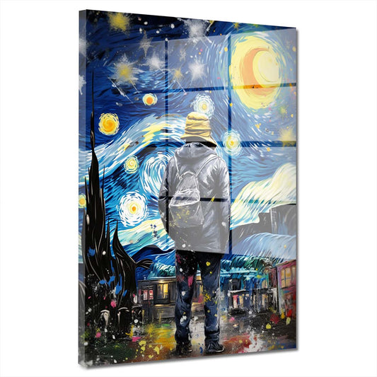 Mann im Mondschein Acrylglasbild Wandbild Bild Wanddeko Wohnzimmer XL