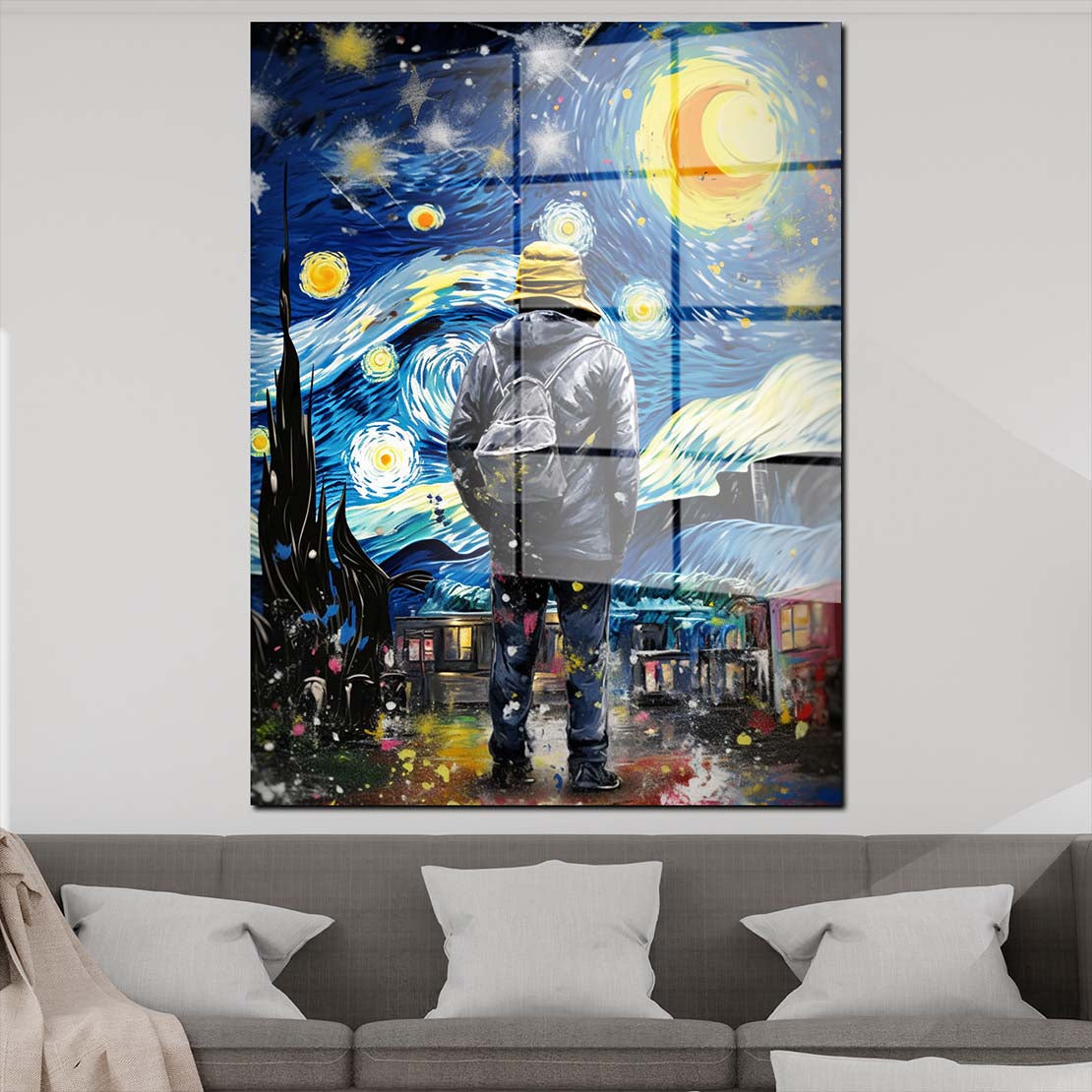 Mann im Mondschein Acrylglasbild Wandbild Bild Wanddeko Wohnzimmer XL