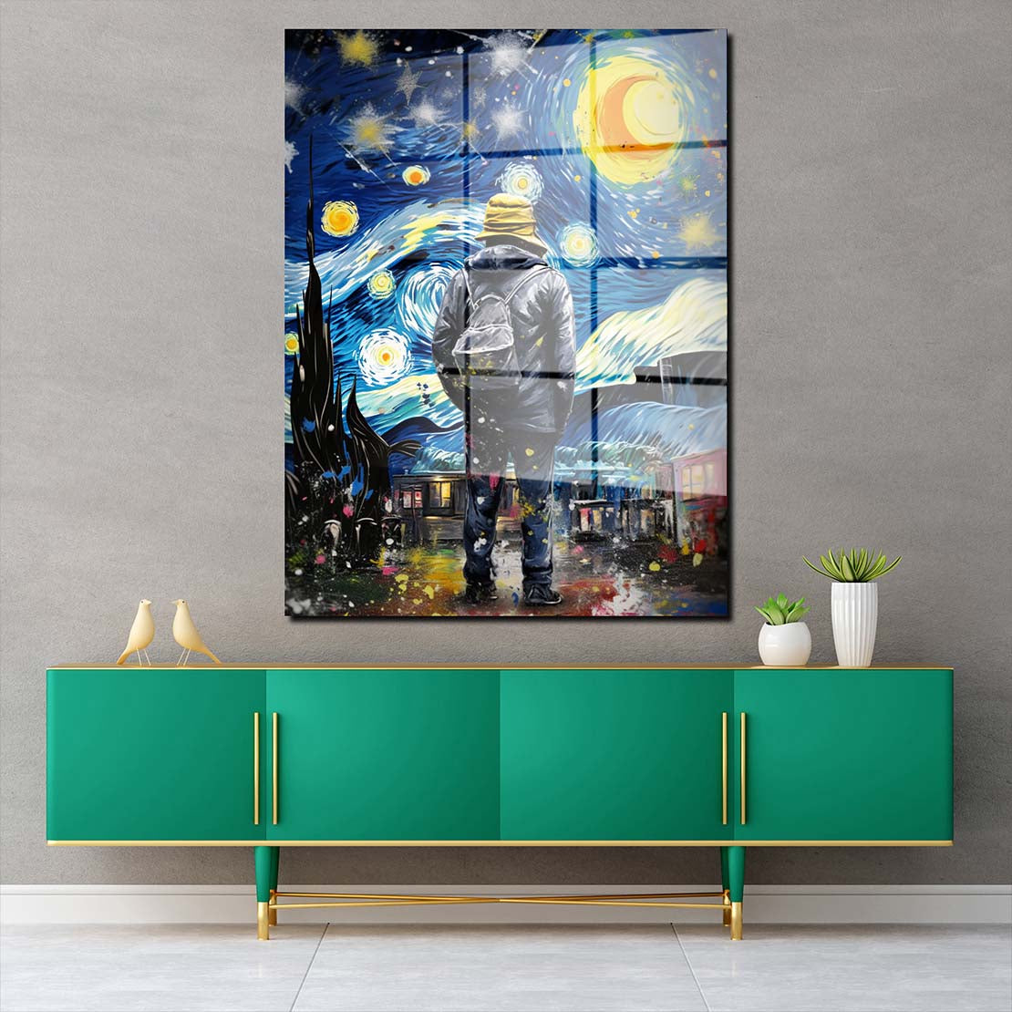 Mann im Mondschein Acrylglasbild Wandbild Bild Wanddeko Wohnzimmer XL