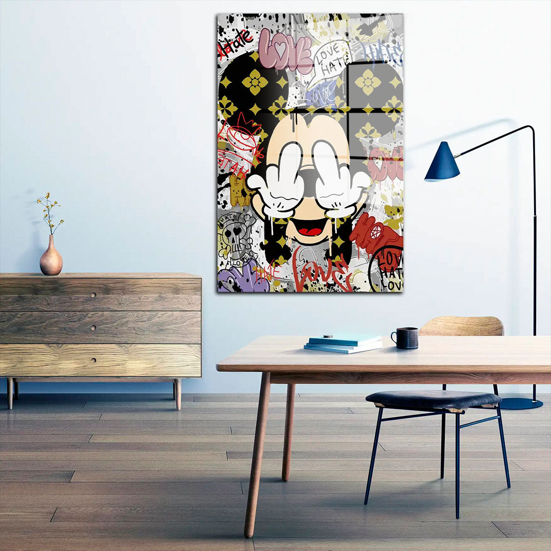 Mickey Pop Art Finger Street Art Acrylglasbild Wandbild Bild Wanddeko Wohnzimmer XL