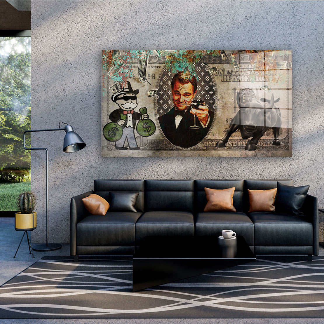 Modern Pop Art Dollar Geld Erfolg Acrylglasbild Wandbild Bild Wanddeko Wohnzimmer XL