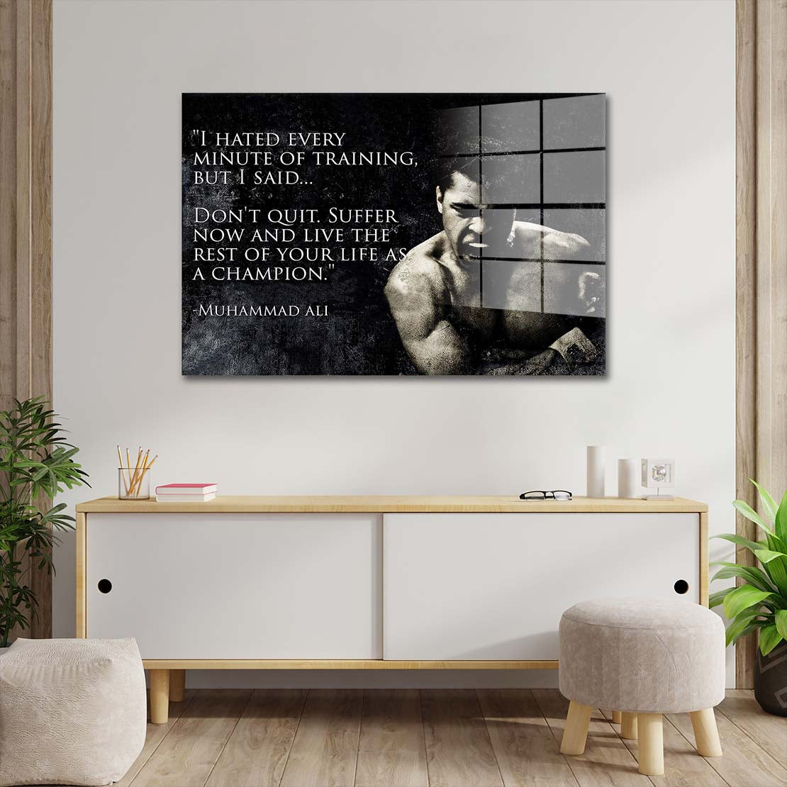 Motivation Boxer Zitat Acrylglasbild Wandbild Bild Wanddeko Wohnzimmer XL