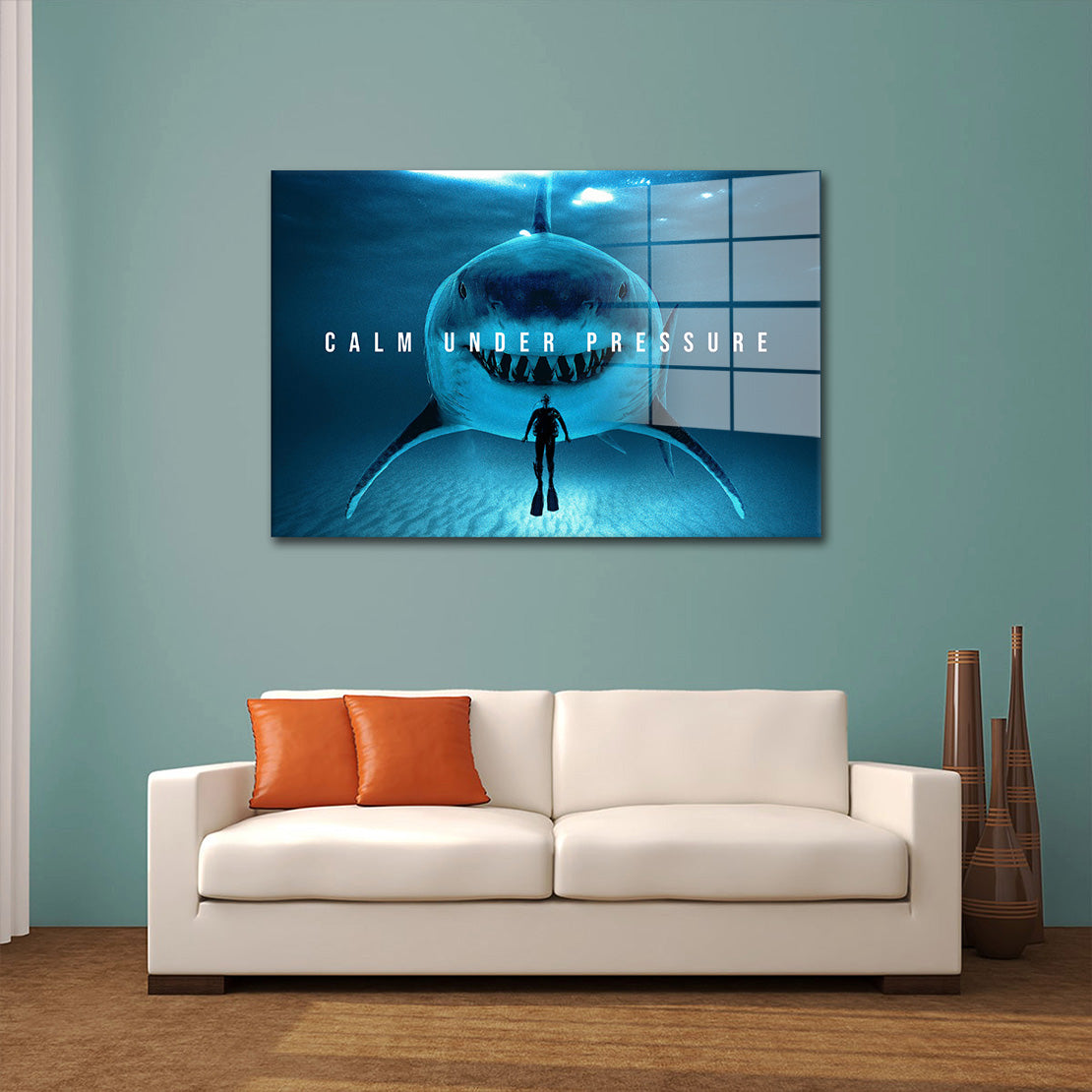 Motivation Mindset Hai Calm Under Pressure Acrylglasbild Wandbild Bild Wanddeko XL