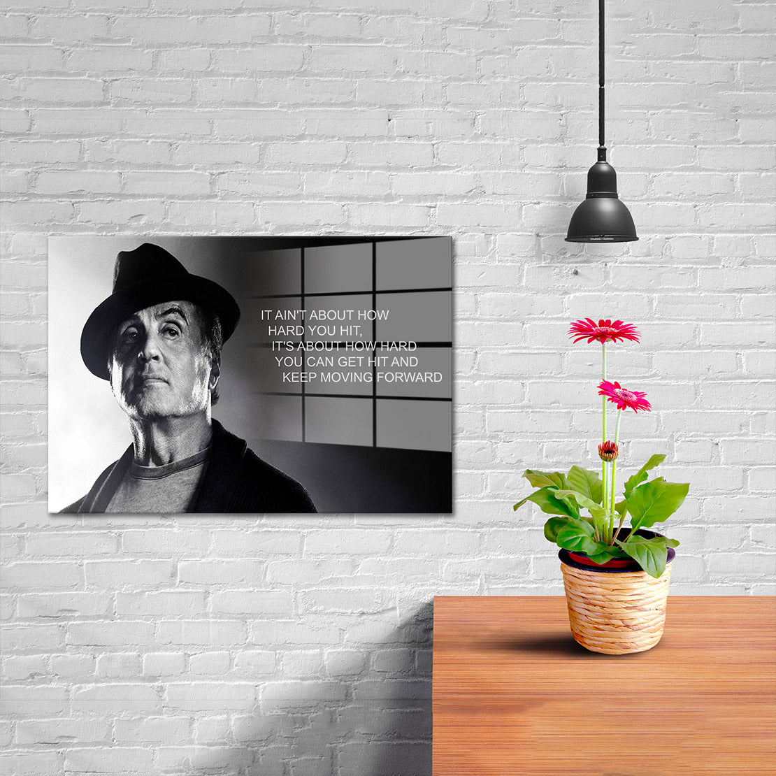 Motivation Boxer Zitat Acrylglasbild Wandbild Bild Wanddeko Wohnzimmer Film Rocky