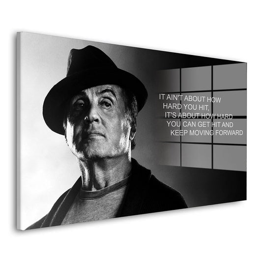 Motivation Boxer Zitat Acrylglasbild Wandbild Bild Wanddeko Wohnzimmer Film Rocky