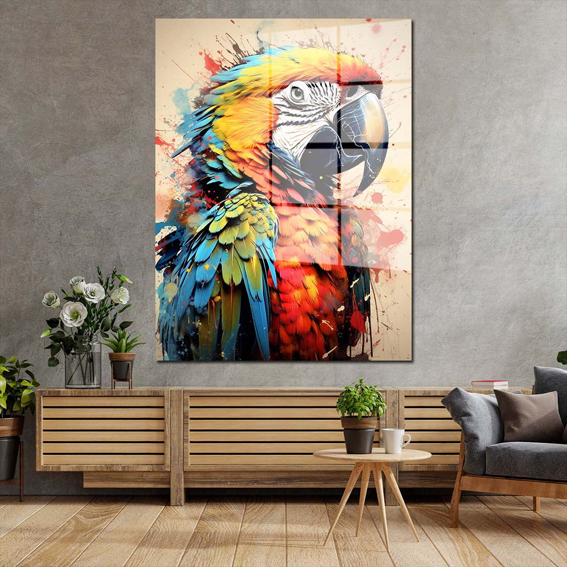 Papagei abstrakt Colour Acrylglasbild Wandbild Bild Wanddeko Wohnzimmer XL