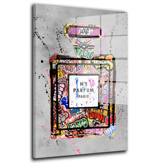 Parfüm Flasche Pop Street Art Acrylglasbild Wandbild Bild Wanddeko Wohnzimmer XL