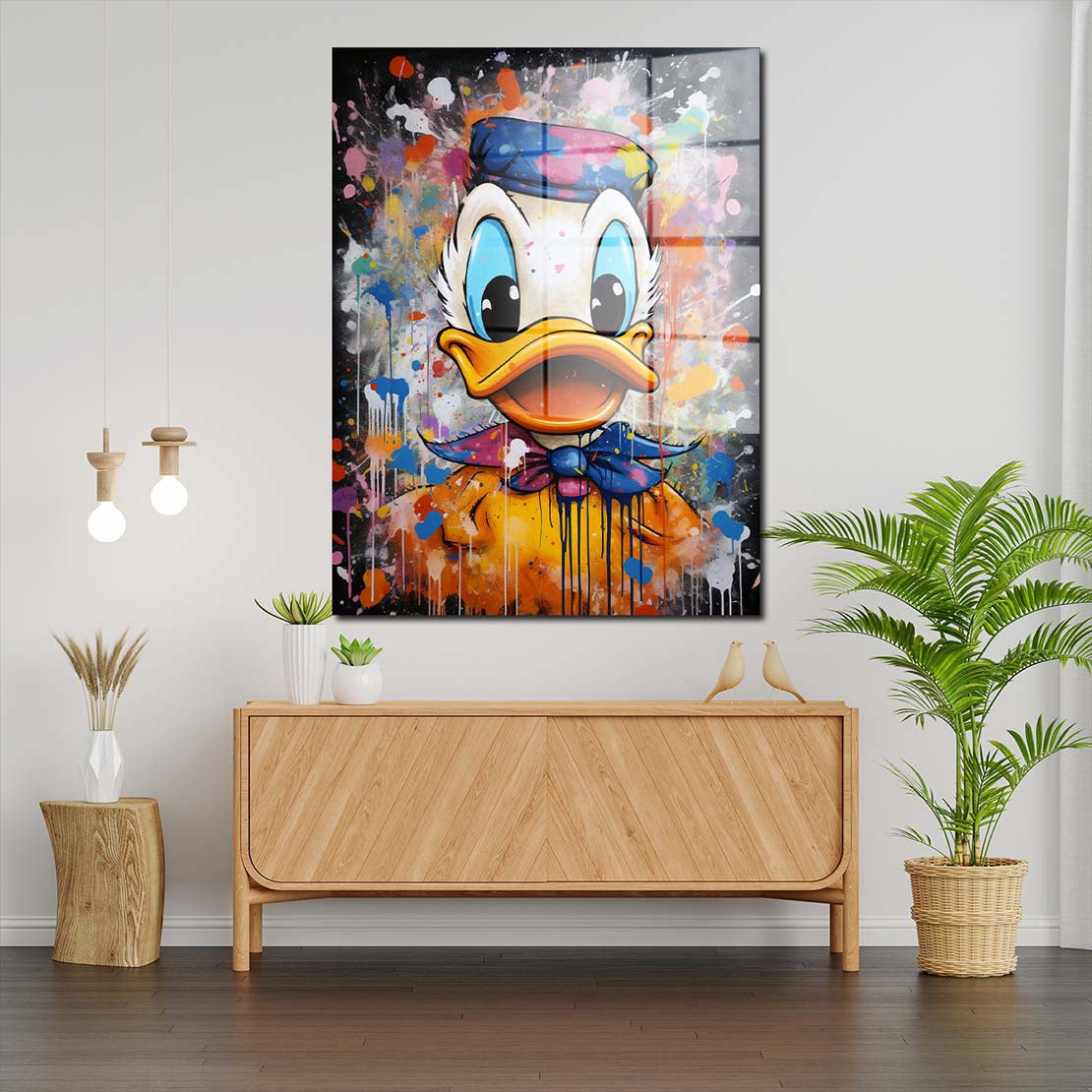 Pop Art Duck Porträt Acrylglasbild Wandbild Bild Wanddeko Wohnzimmer XL